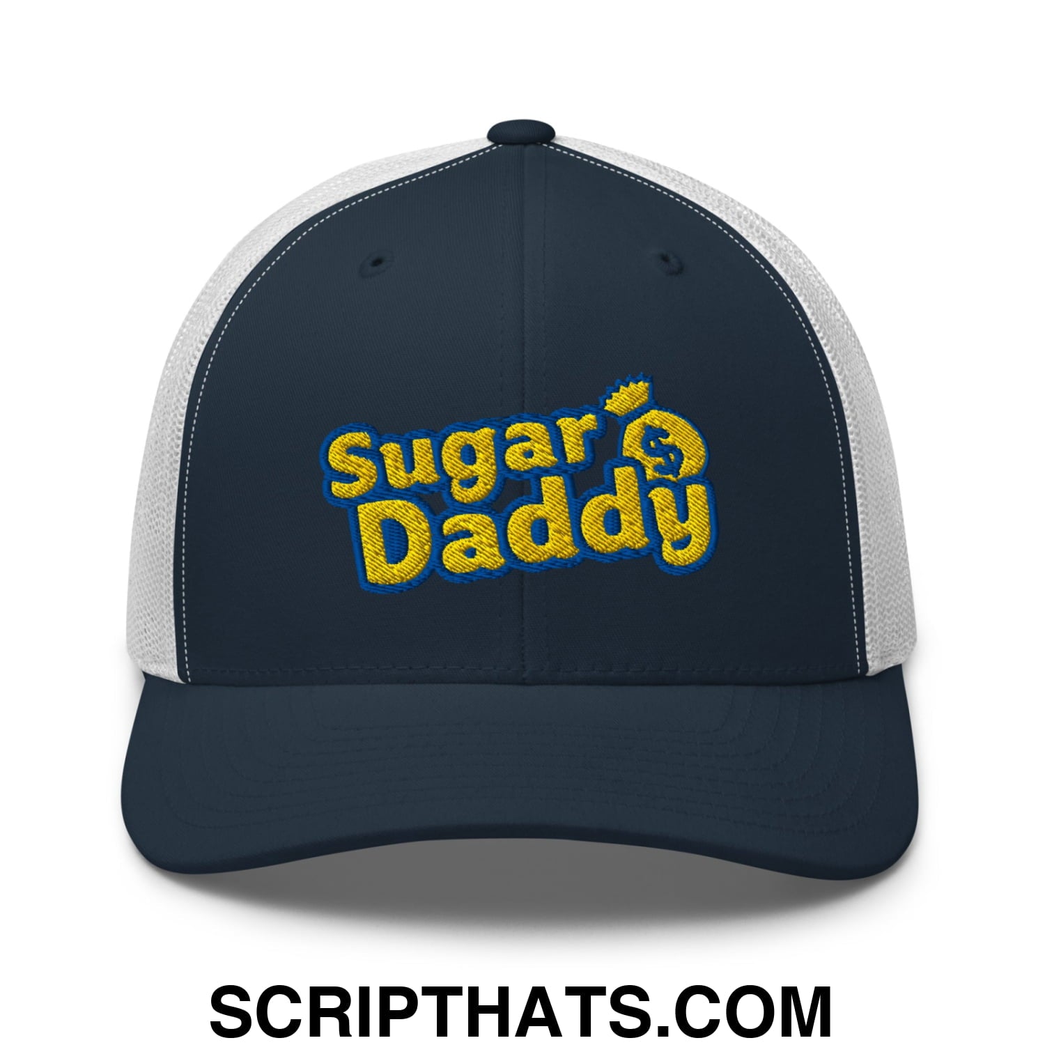 Sugar Daddy Embroidered Mesh Trucker Hat Navy White