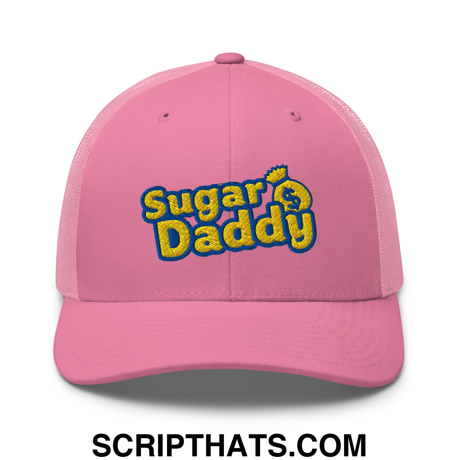 Sugar Daddy Embroidered Mesh Trucker Hat Pink