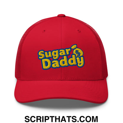 Sugar Daddy Embroidered Mesh Trucker Hat Red