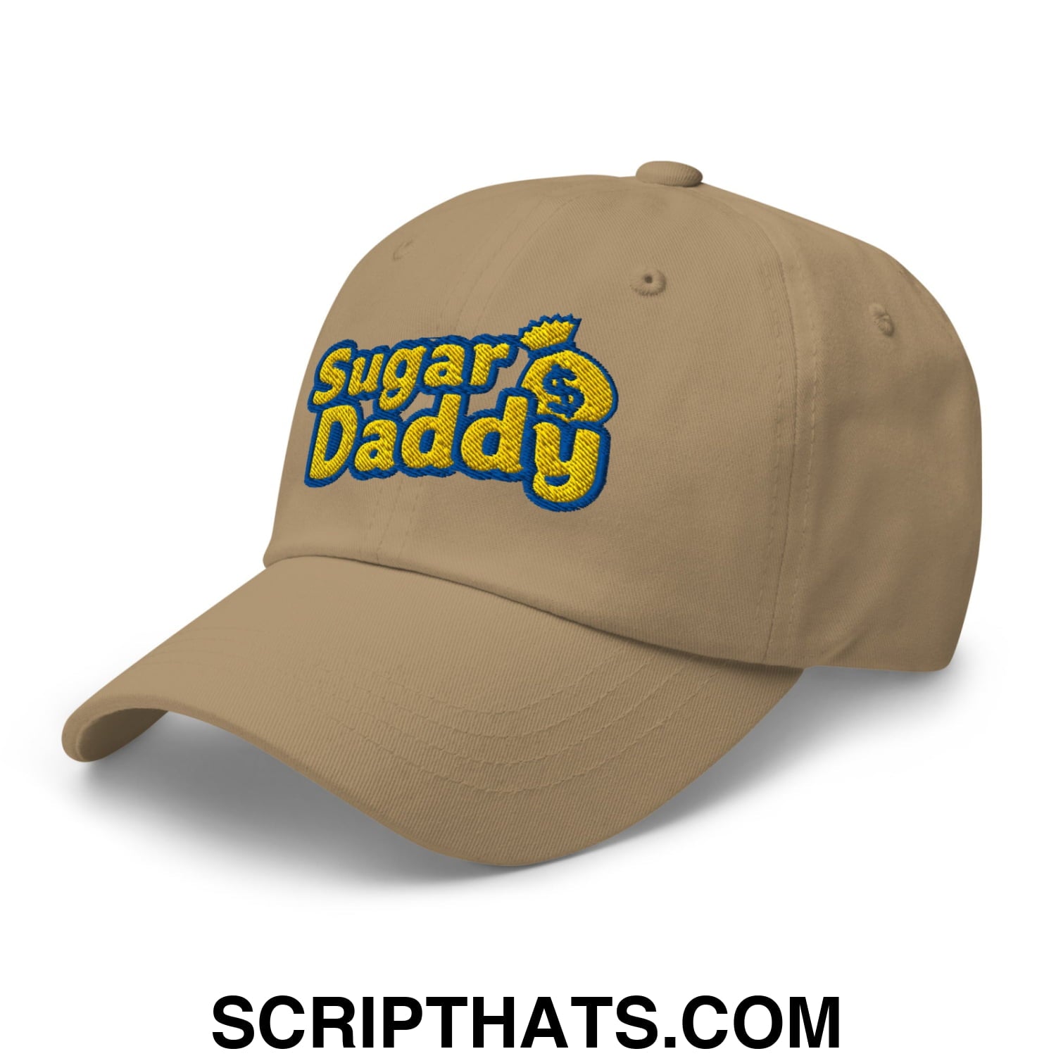 Sugar Daddy Embroidered Unstructured Dad Hat Khaki