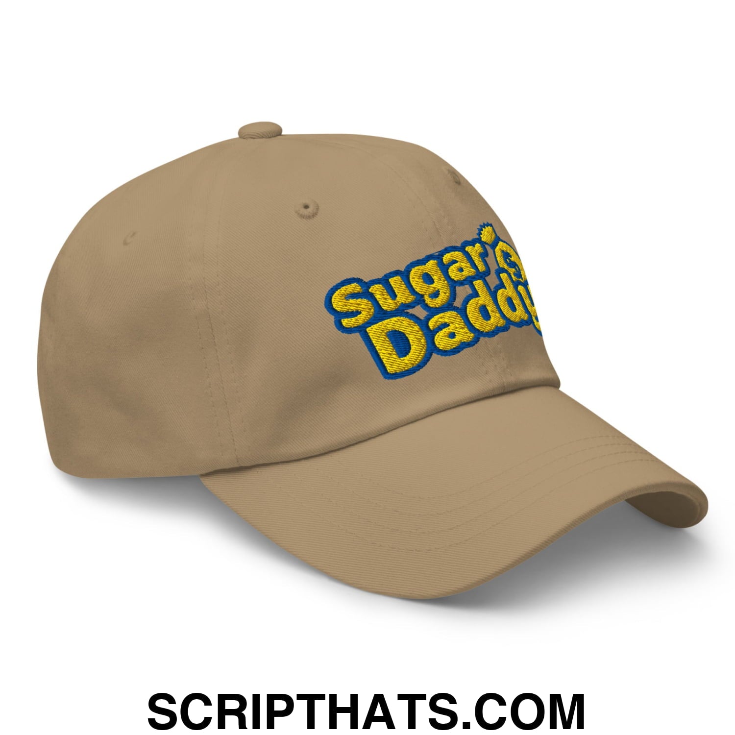Sugar Daddy Embroidered Unstructured Dad Hat Khaki