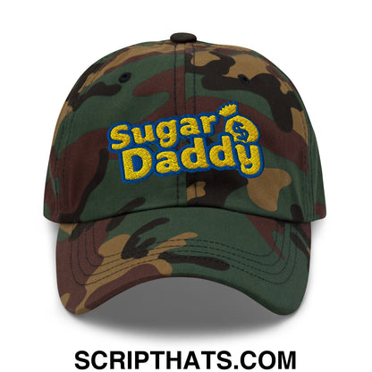 Sugar Daddy Embroidered Unstructured Dad Hat Green Camo