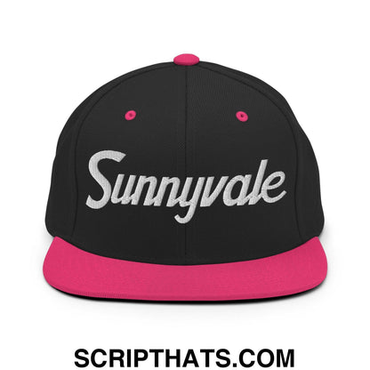Sunnyvale Script Snapback Hat Black Neon Pink