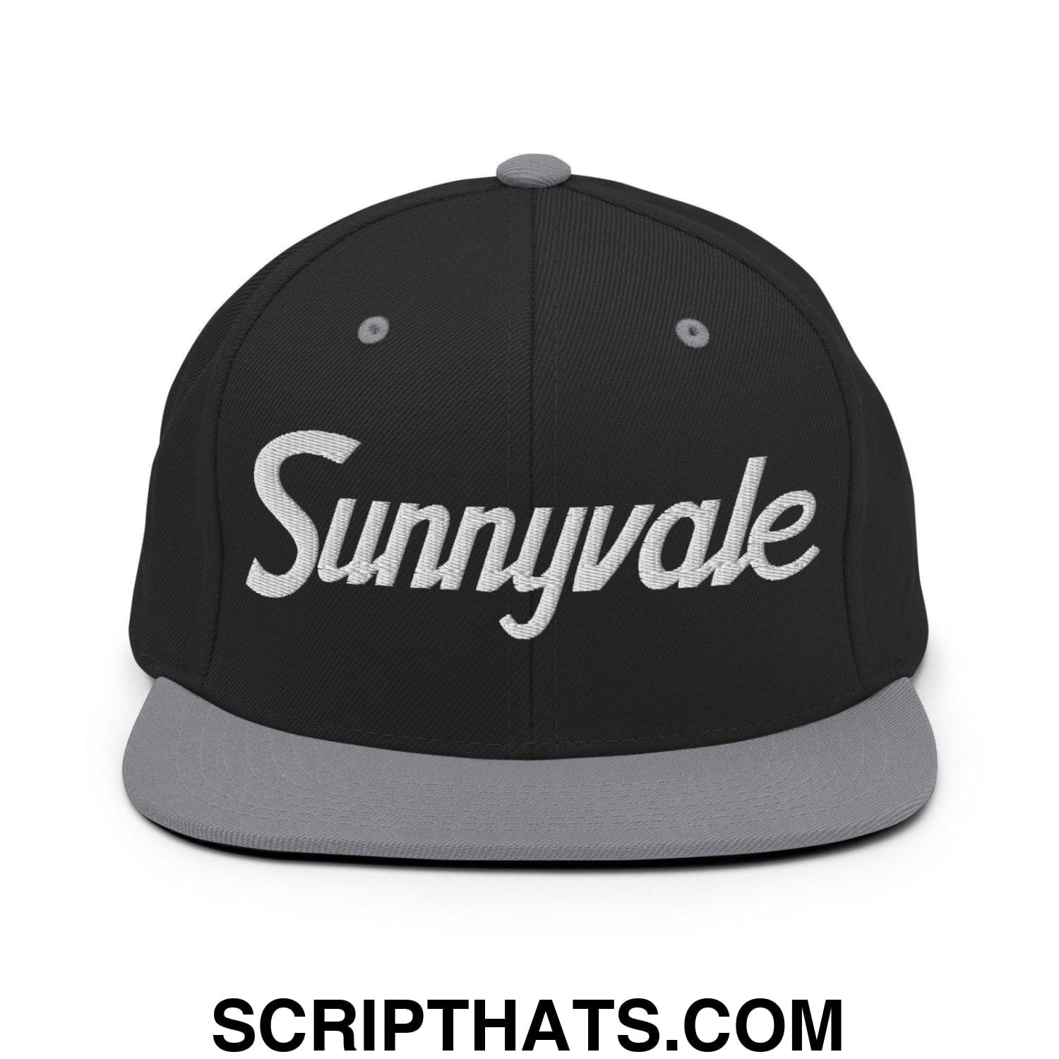 Sunnyvale Script Snapback Hat Black Silver
