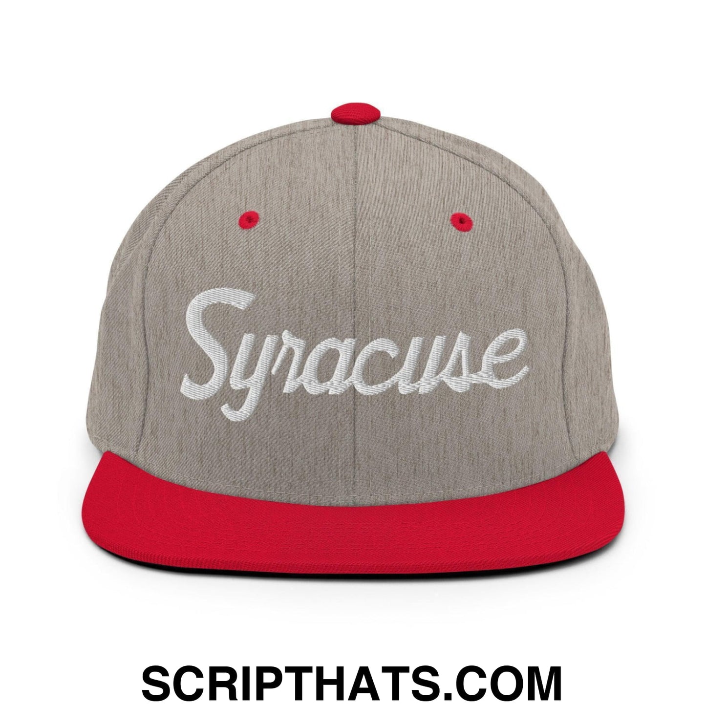 Syracuse Script Snapback Hat Heather Grey Red