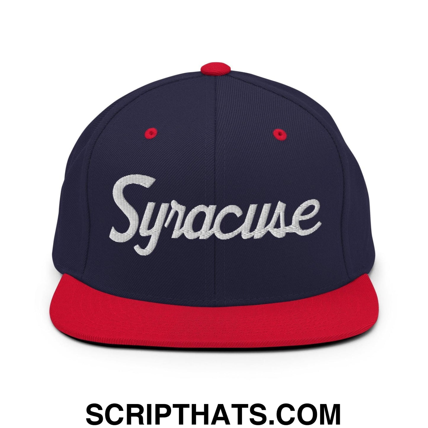 Syracuse Script Snapback Hat Navy Red
