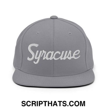 Syracuse Script Snapback Hat Silver