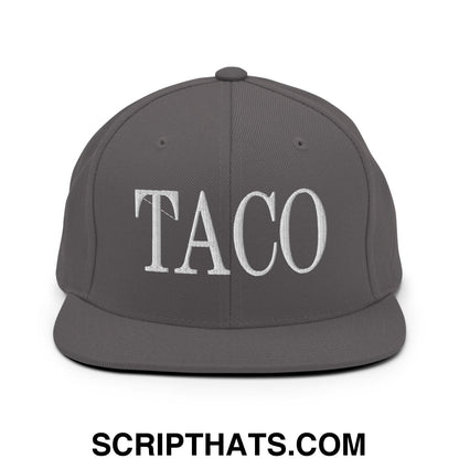 Taco Embroidered Flat Bill Brim Snapback Hat Dark Grey