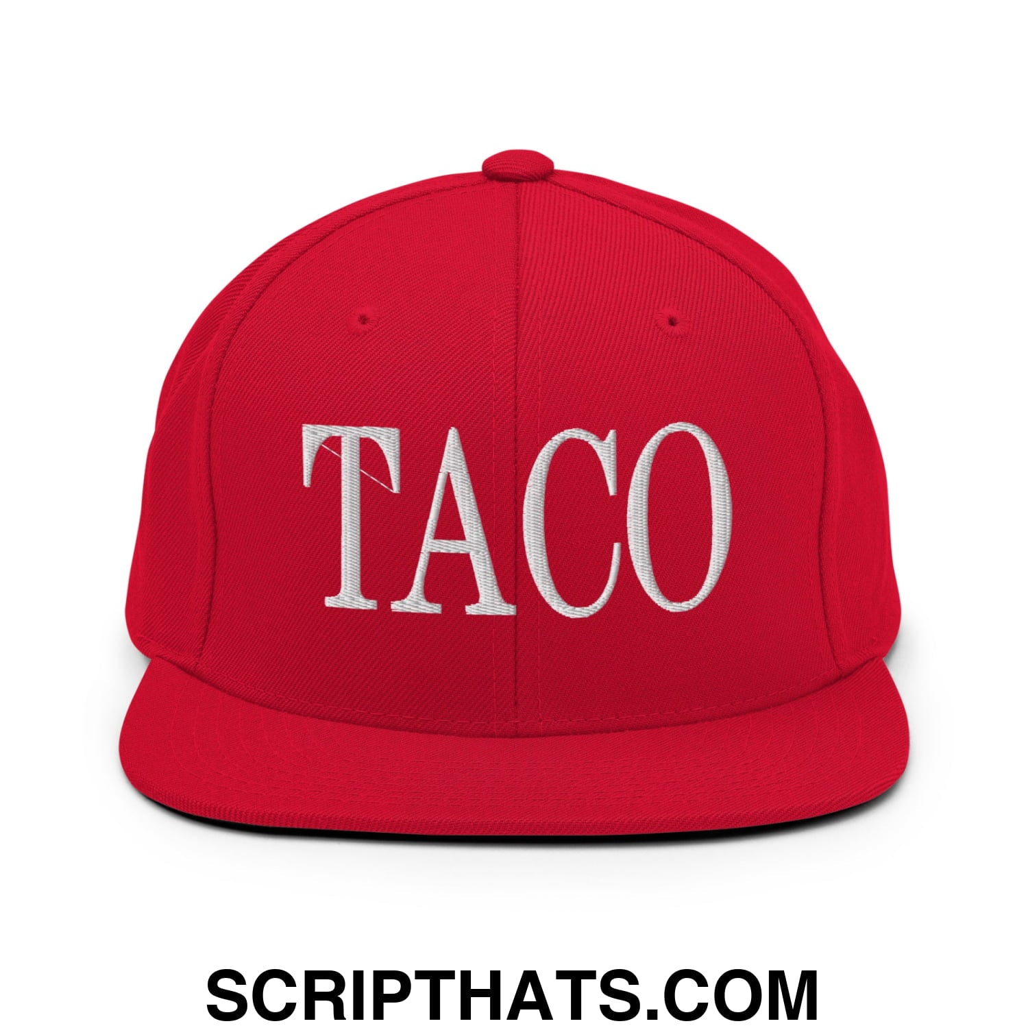 Taco Embroidered Flat Bill Brim Snapback Hat Red