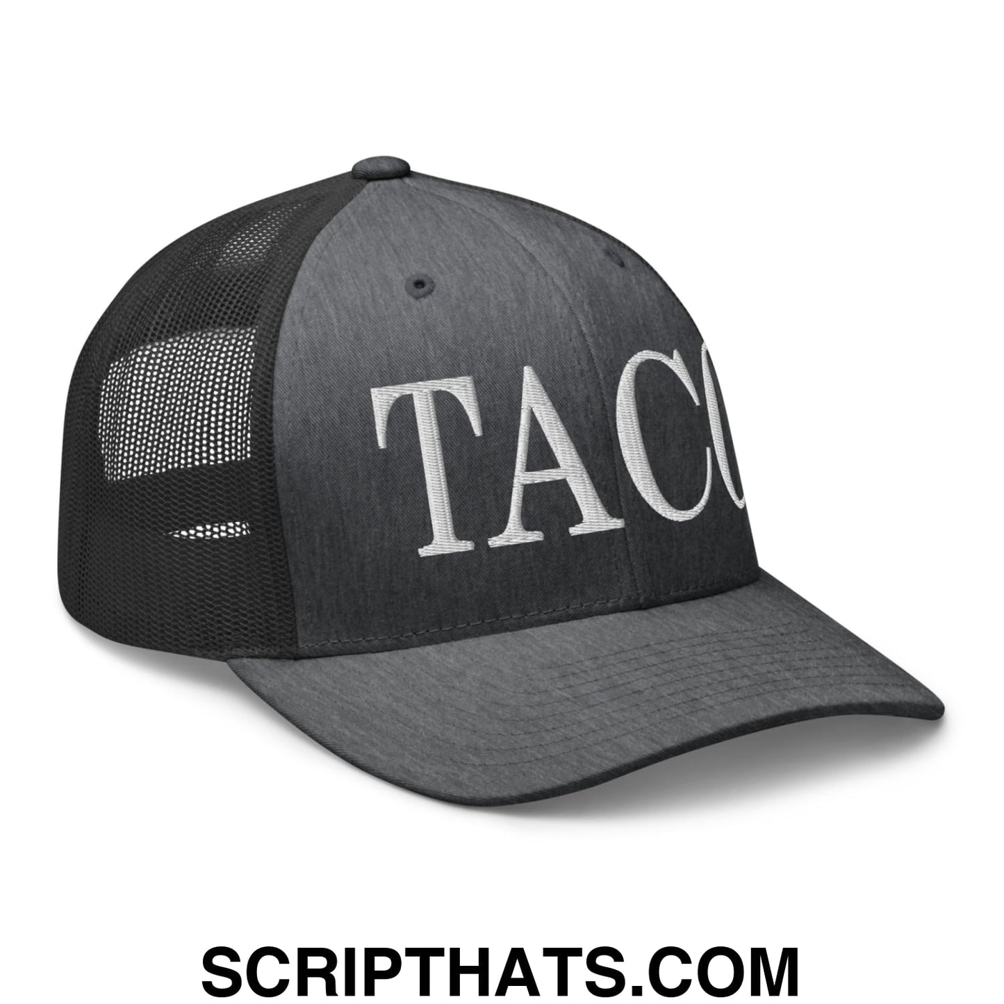 Taco Embroidered Mesh Trucker Hat Dark Heather Gray