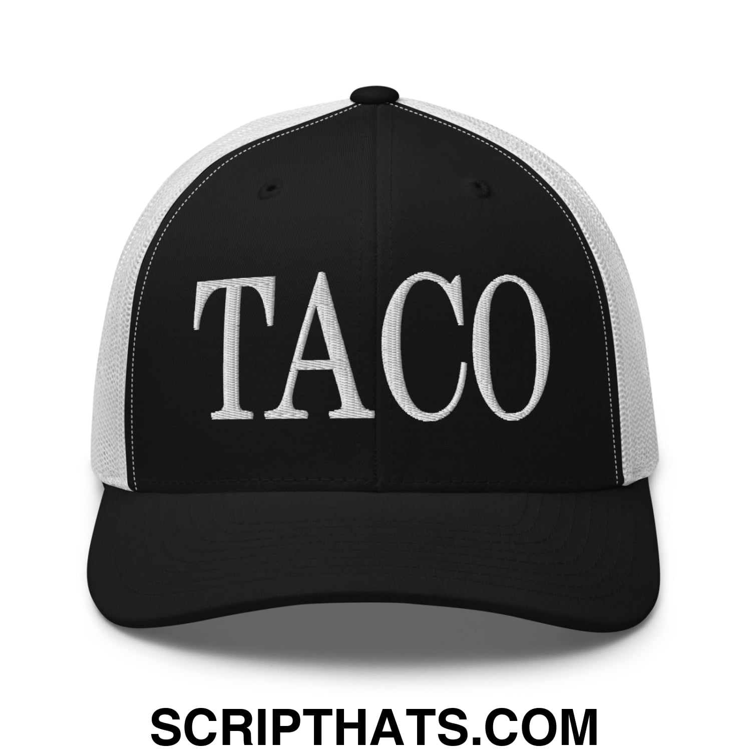 Taco Embroidered Mesh Trucker Hat Black White