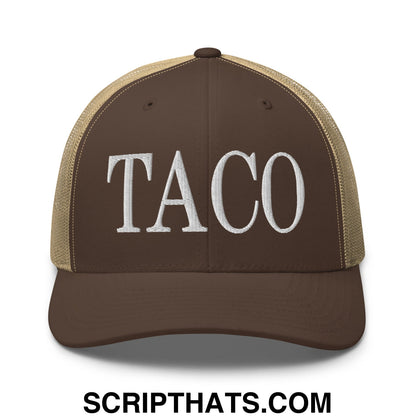 Taco Embroidered Mesh Trucker Hat Brown Khaki