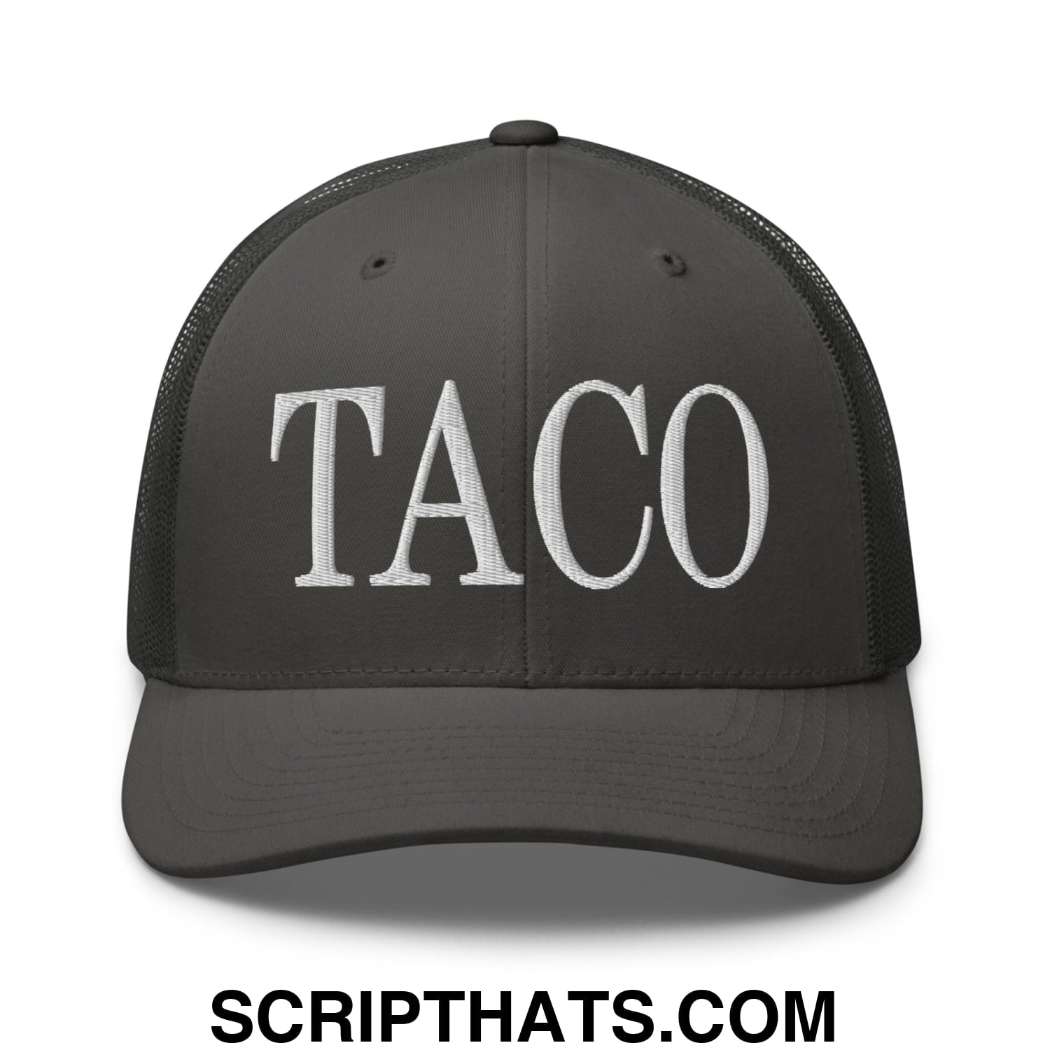 Taco Embroidered Mesh Trucker Hat Charcoal