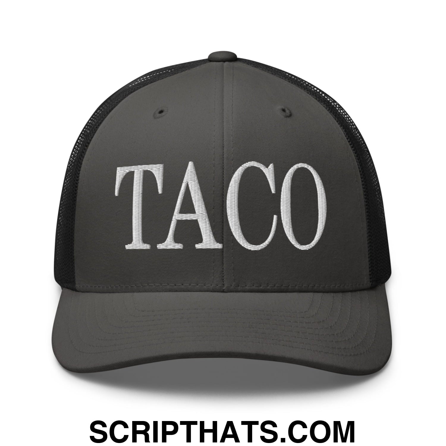 Taco Embroidered Mesh Trucker Hat Charcoal Black