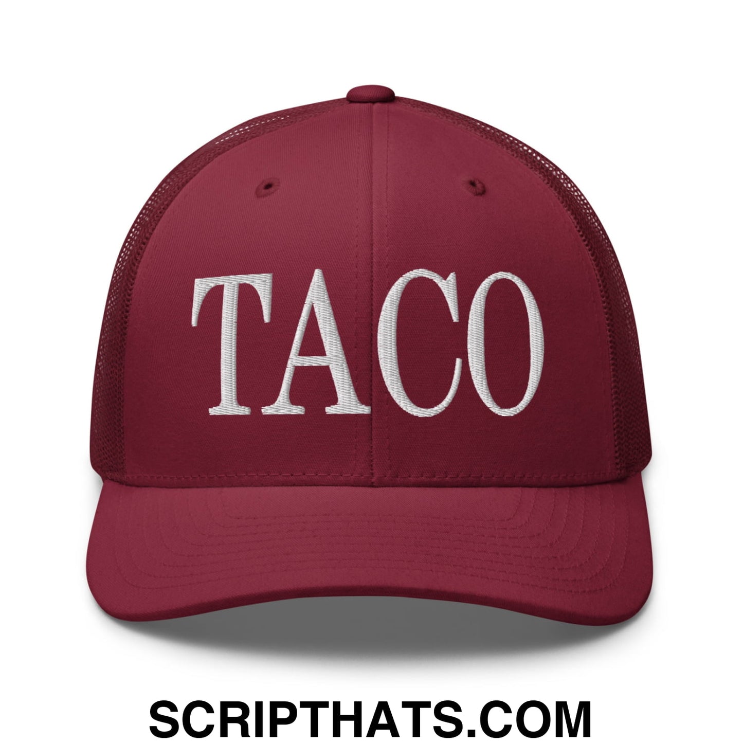 Taco Embroidered Mesh Trucker Hat Cranberry