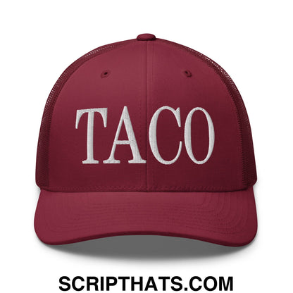 Taco Embroidered Mesh Trucker Hat Cranberry