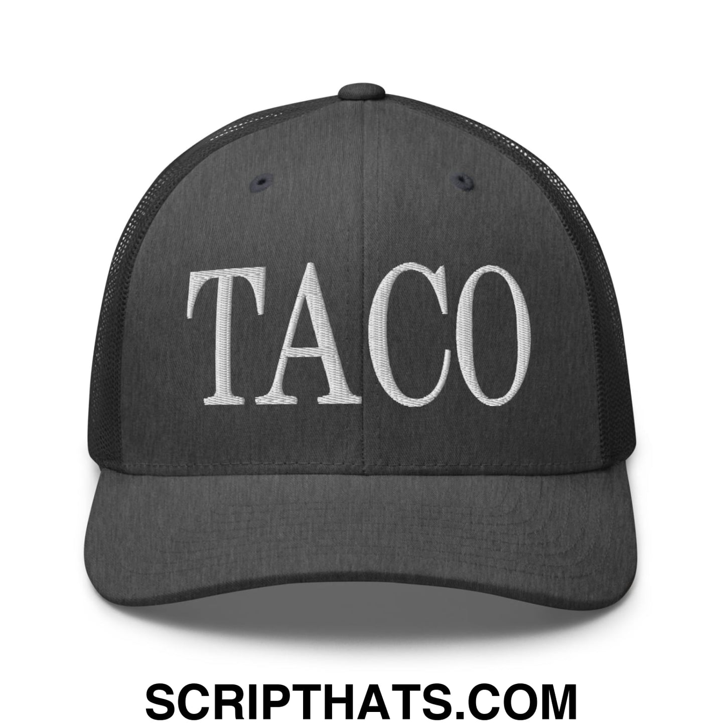 Taco Embroidered Mesh Trucker Hat Dark Heather Gray