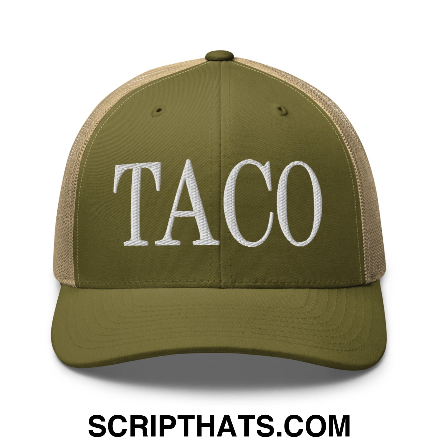 Taco Embroidered Mesh Trucker Hat Moss Khaki