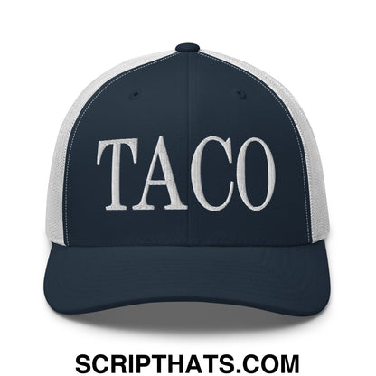 Taco Embroidered Mesh Trucker Hat Navy White