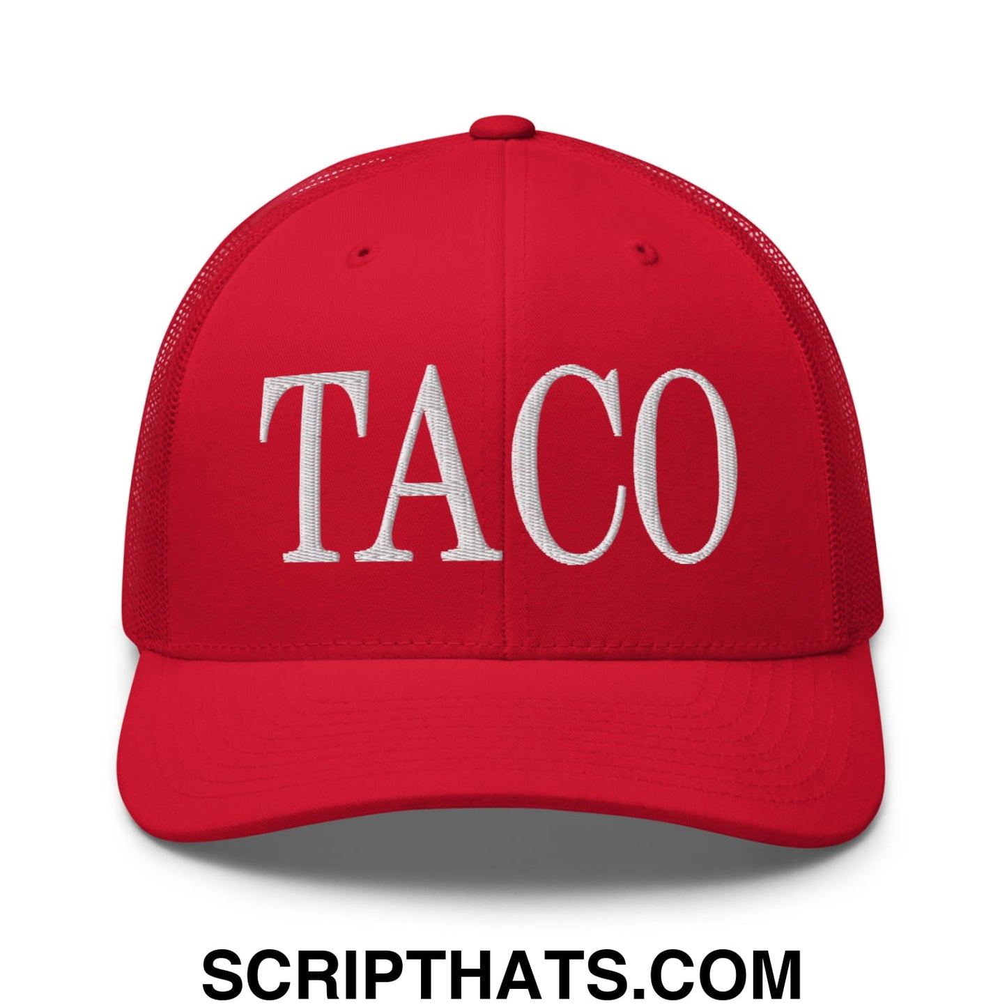 Taco Embroidered Mesh Trucker Hat Red