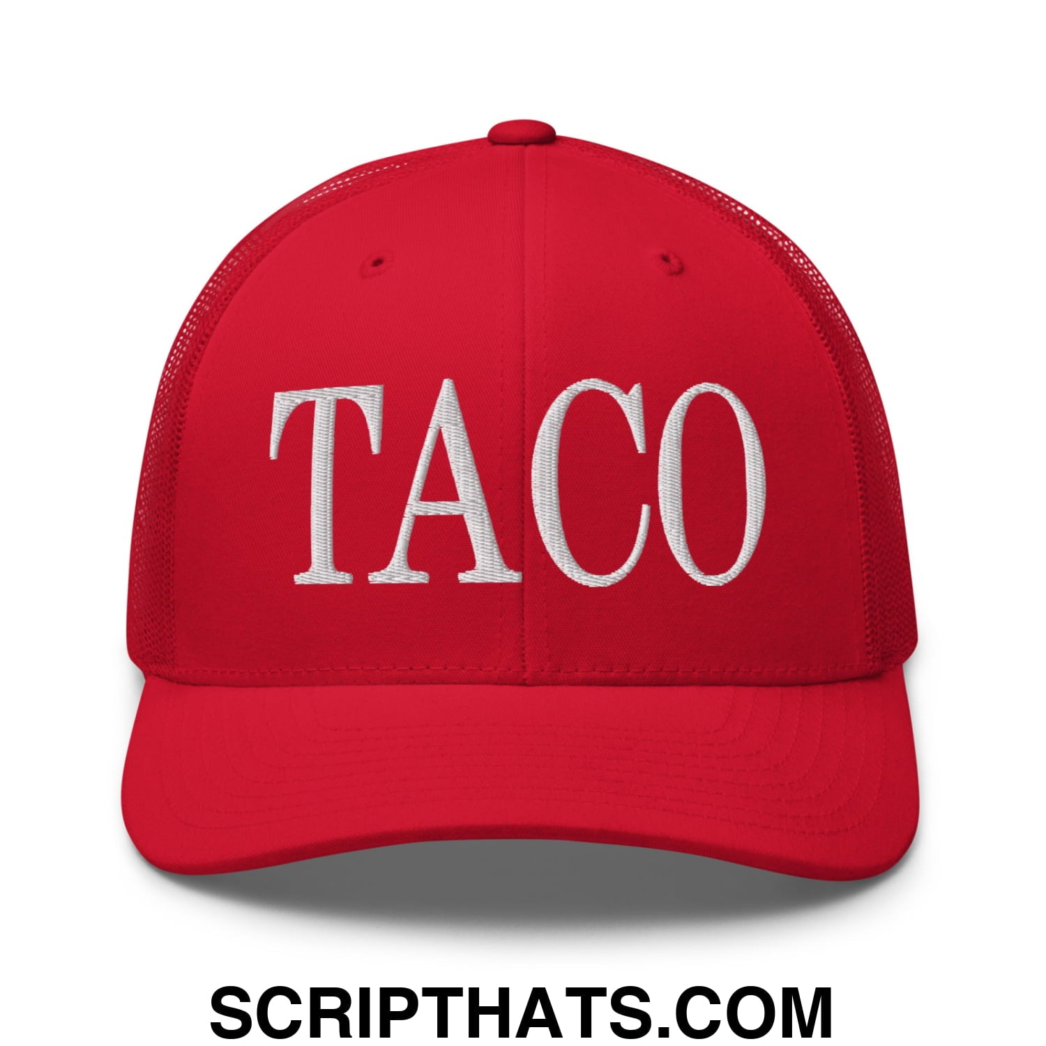 Taco Embroidered Mesh Trucker Hat Red