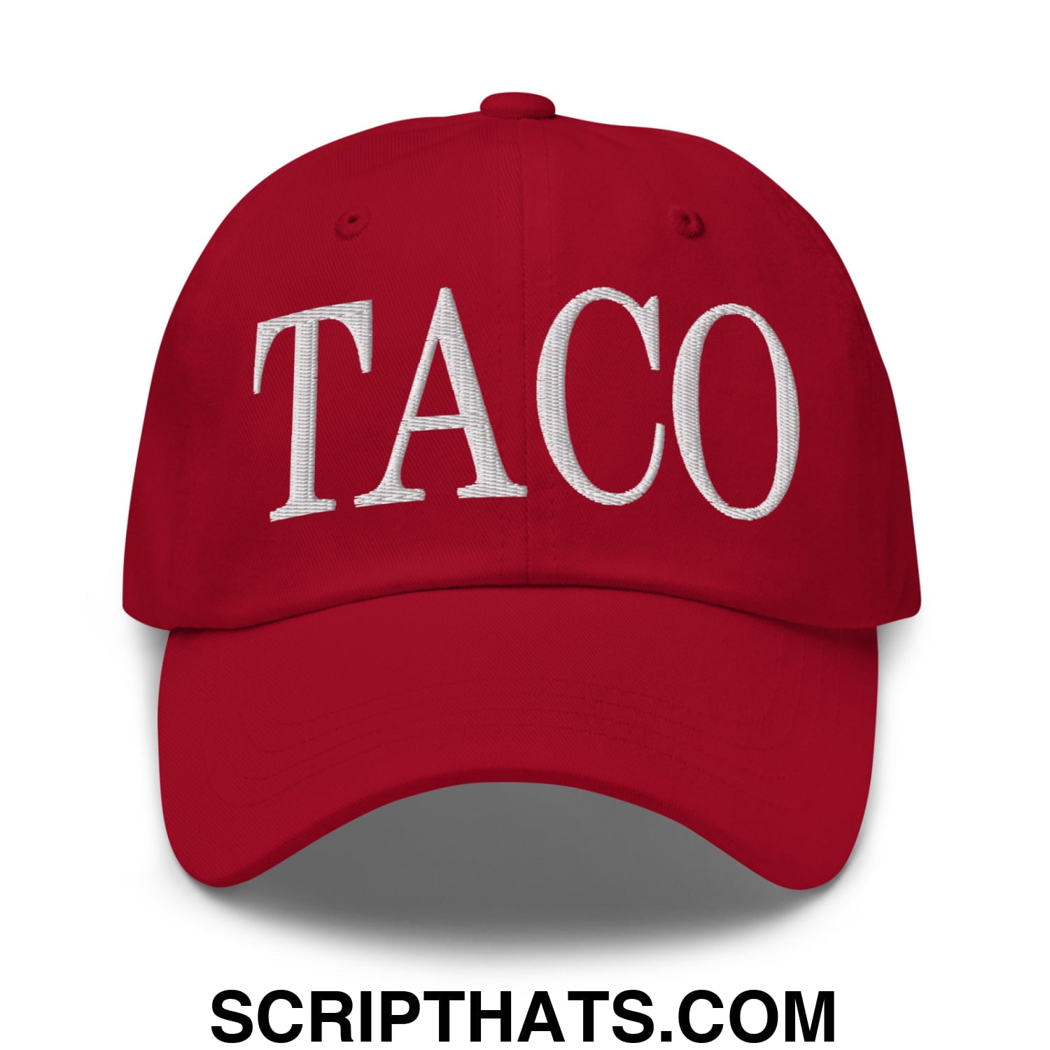 Taco Embroidered Unstructured Dad Hat Cranberry