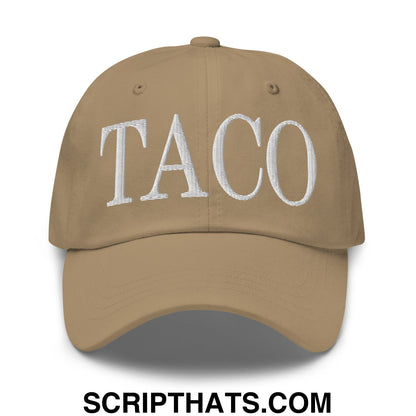 Taco Embroidered Unstructured Dad Hat Khaki