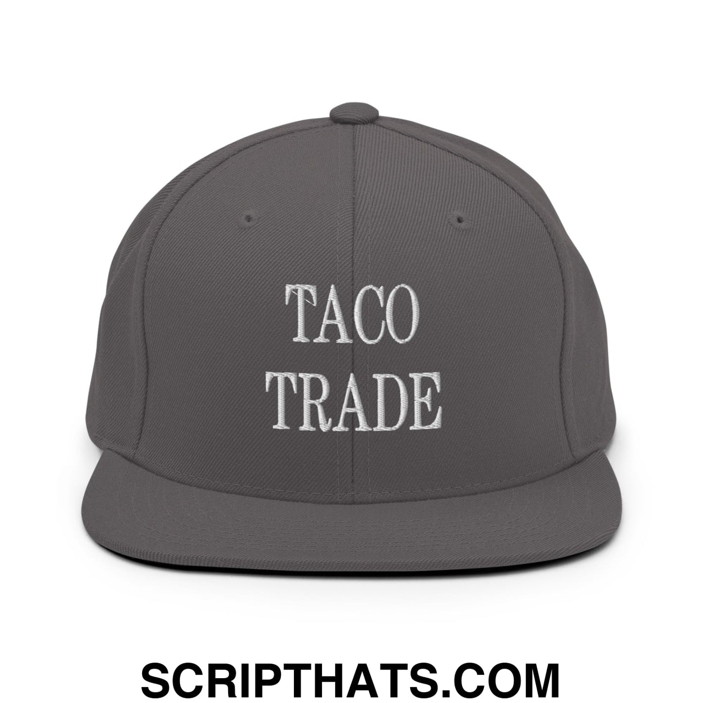 Taco Trade Embroidered Flat Bill Brim Snapback Hat Dark Grey