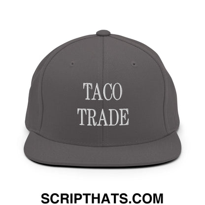 Taco Trade Embroidered Flat Bill Brim Snapback Hat Dark Grey