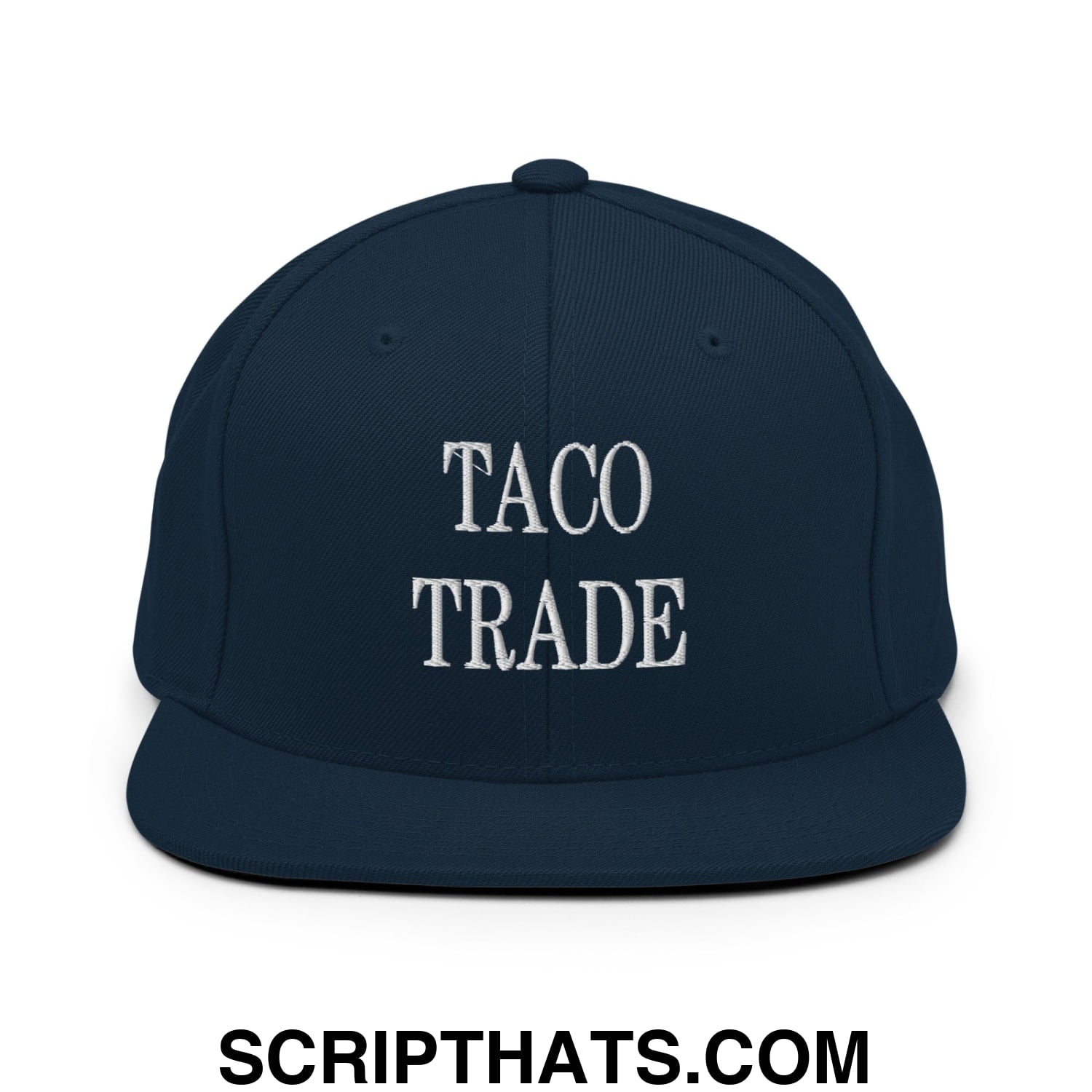Taco Trade Embroidered Flat Bill Brim Snapback Hat Dark Navy