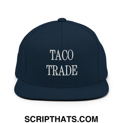 Taco Trade Embroidered Flat Bill Brim Snapback Hat Dark Navy