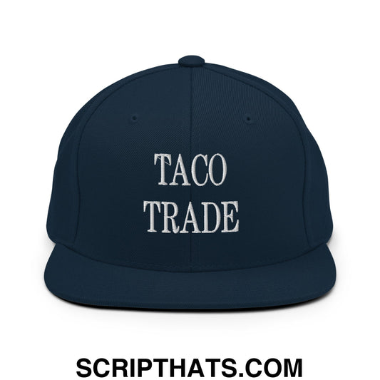 Taco Trade Embroidered Flat Bill Brim Snapback Hat Dark Navy