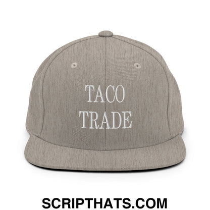 Taco Trade Embroidered Flat Bill Brim Snapback Hat Heather Grey