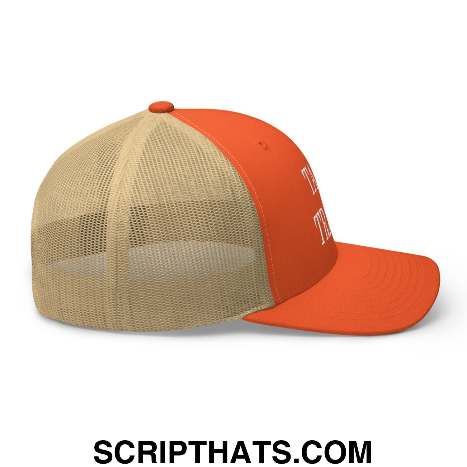 Taco Trade Embroidered Mesh Trucker Hat Rustic Orange Khaki