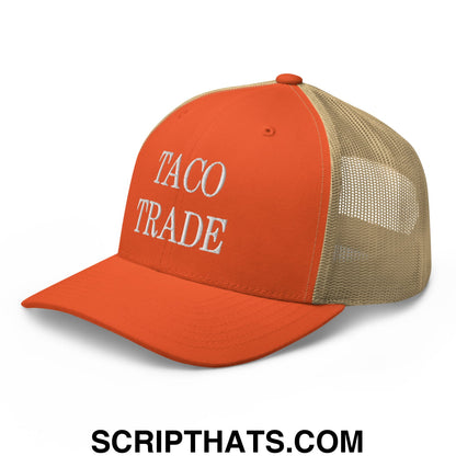 Taco Trade Embroidered Mesh Trucker Hat Rustic Orange Khaki