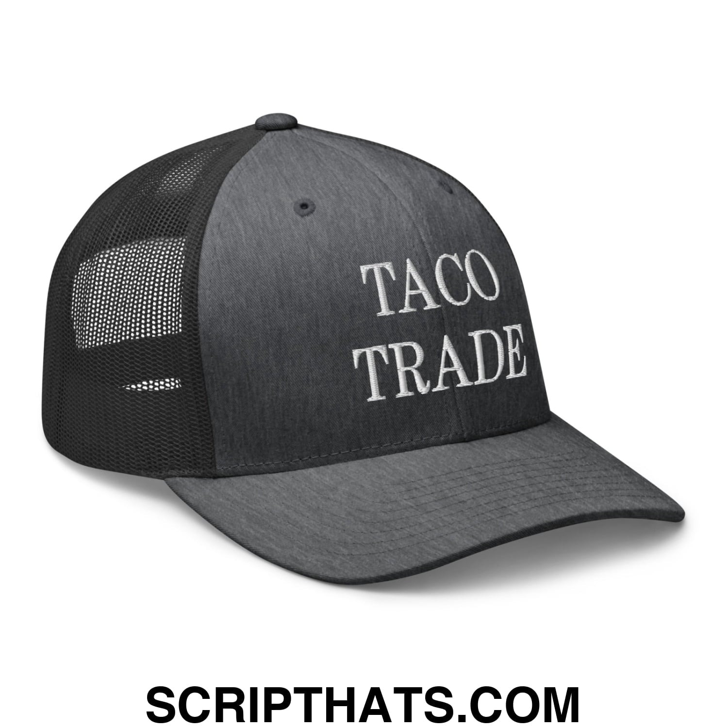 Taco Trade Embroidered Mesh Trucker Hat Dark Heather Gray