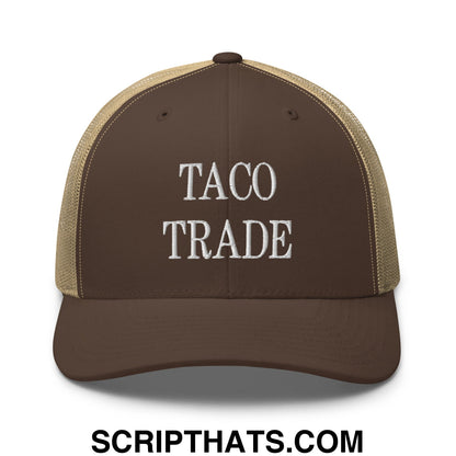Taco Trade Embroidered Mesh Trucker Hat Brown Khaki