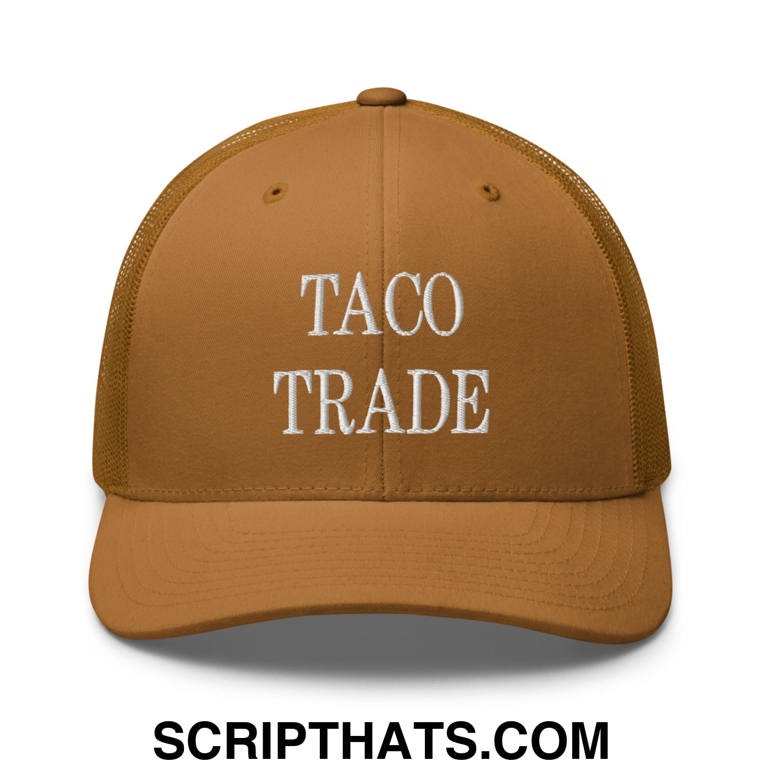 Taco Trade Embroidered Mesh Trucker Hat Caramel