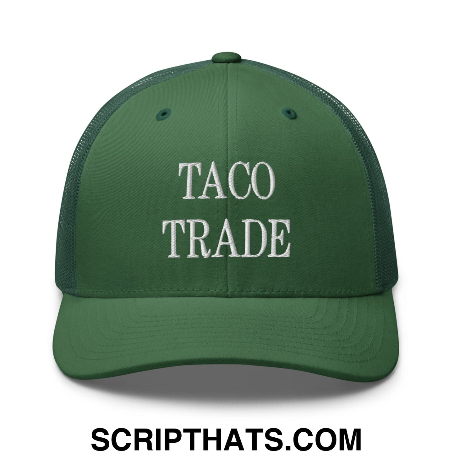 Taco Trade Embroidered Mesh Trucker Hat Evergreen