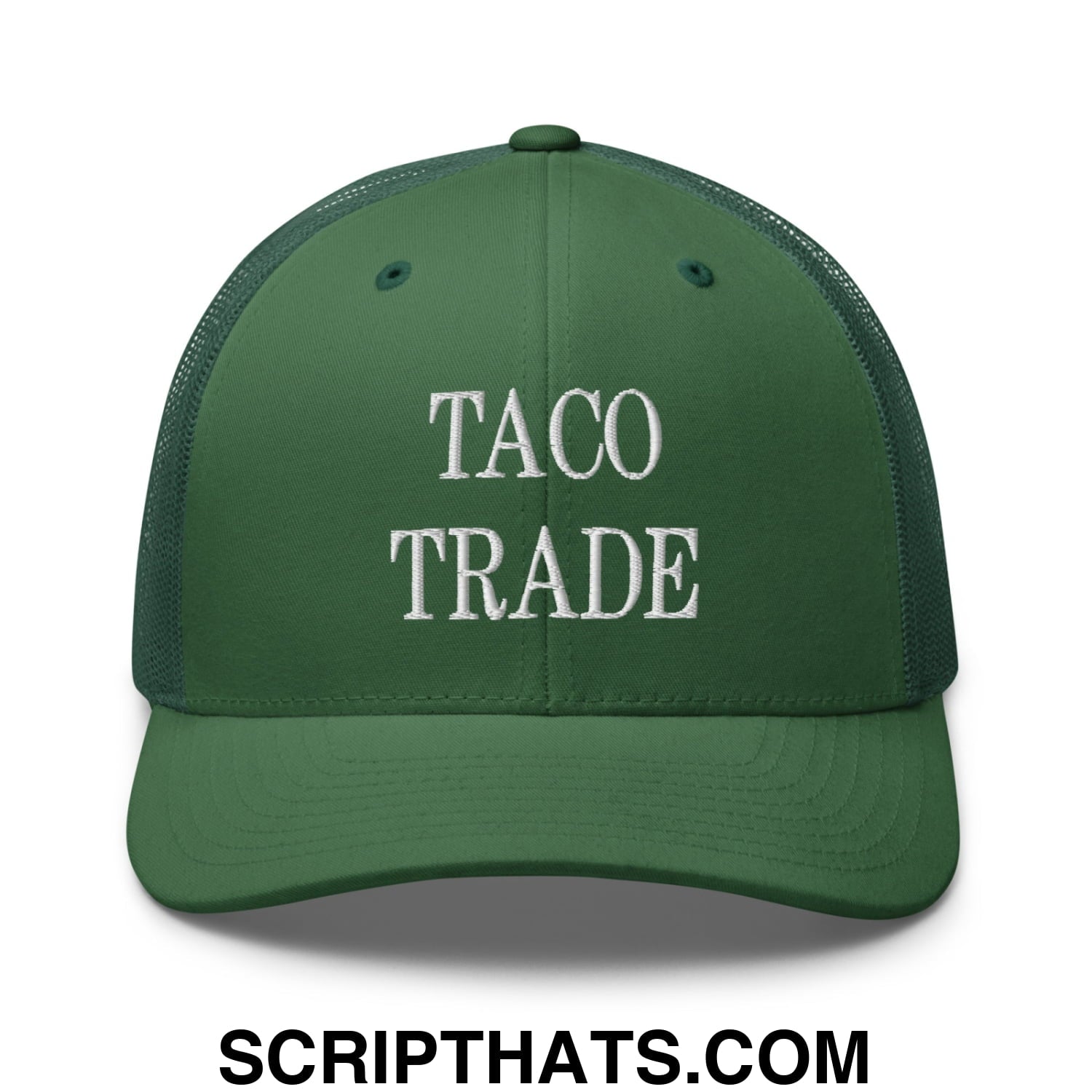 Taco Trade Embroidered Mesh Trucker Hat Evergreen