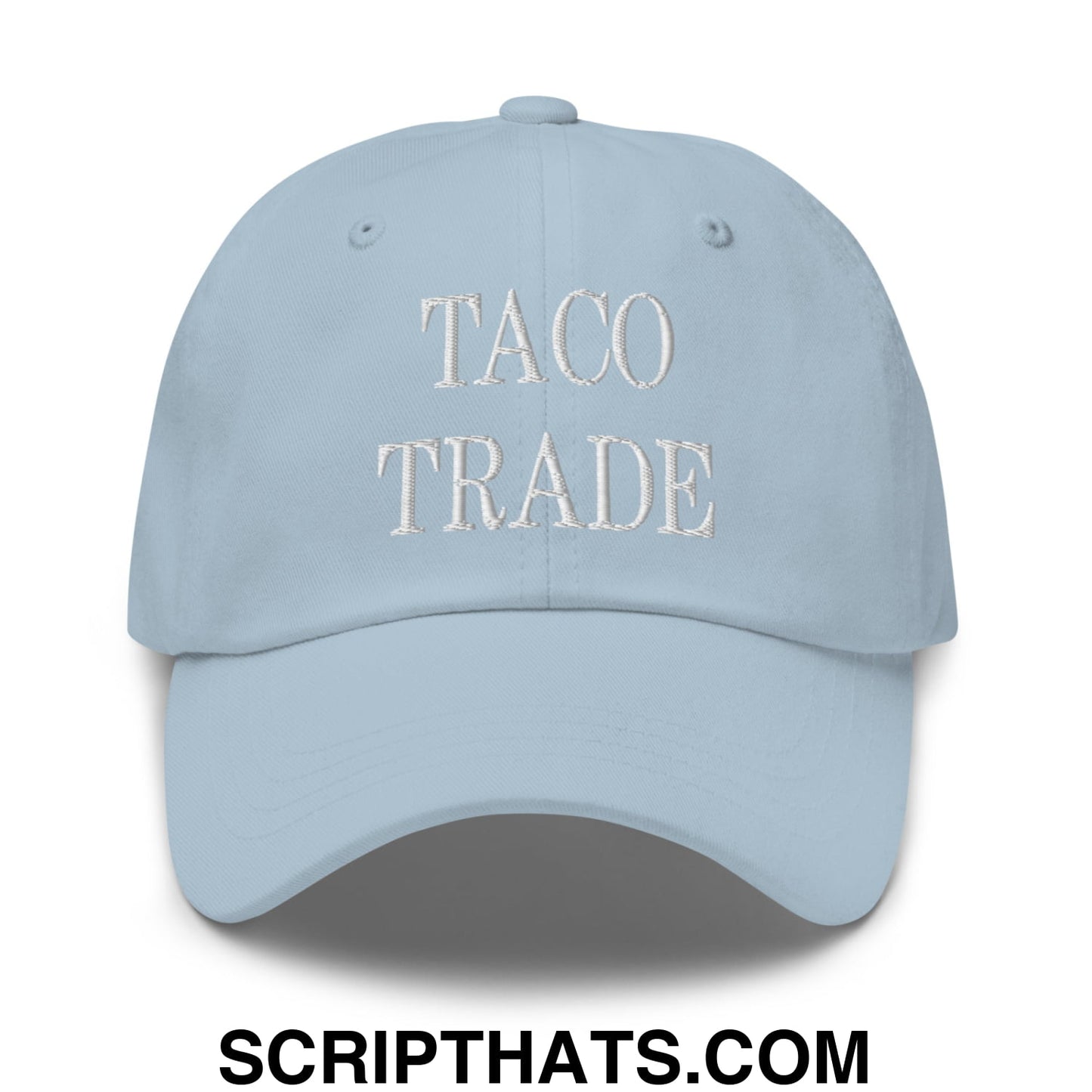 Taco Trade Embroidered Unstructured Dad Hat Light Blue