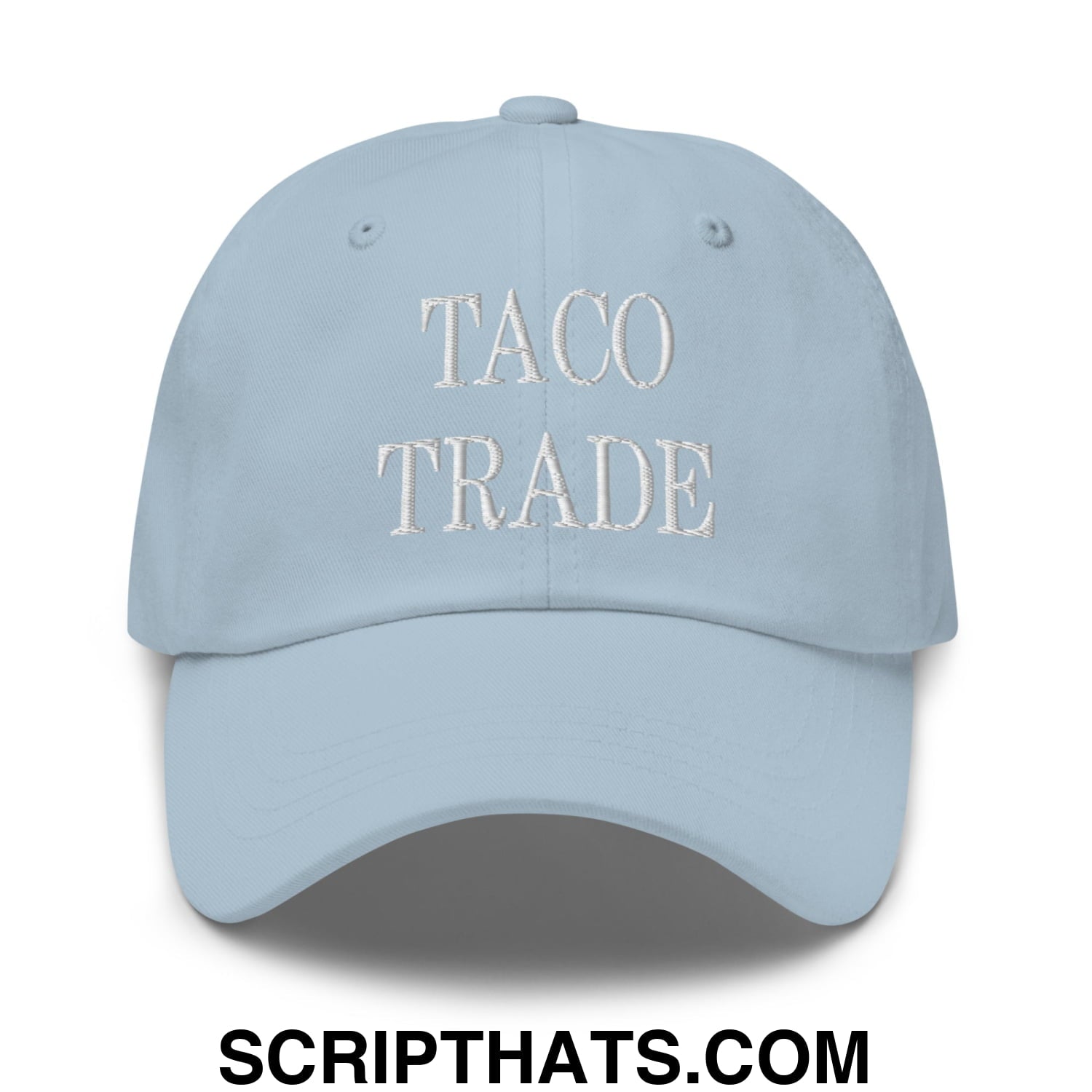 Taco Trade Embroidered Unstructured Dad Hat Light Blue