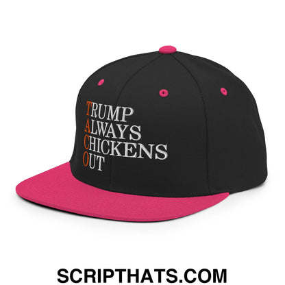 TACO Trump Always Chickens Out Embroidered Flat Bill Brim Snapback Hat Black Neon Pink
