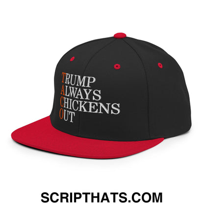 TACO Trump Always Chickens Out Embroidered Flat Bill Brim Snapback Hat Black Red