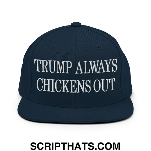 TACO Trump Always Chickens Out MAGA Parody Embroidered Flat Bill Brim Snapback Hat Dark Navy