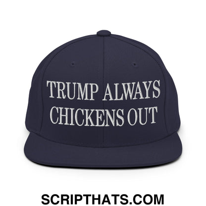 TACO Trump Always Chickens Out MAGA Parody Embroidered Flat Bill Brim Snapback Hat Navy