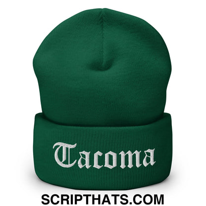 Tacoma Old English Embroidered Knit Cuffed Beanie Spruce