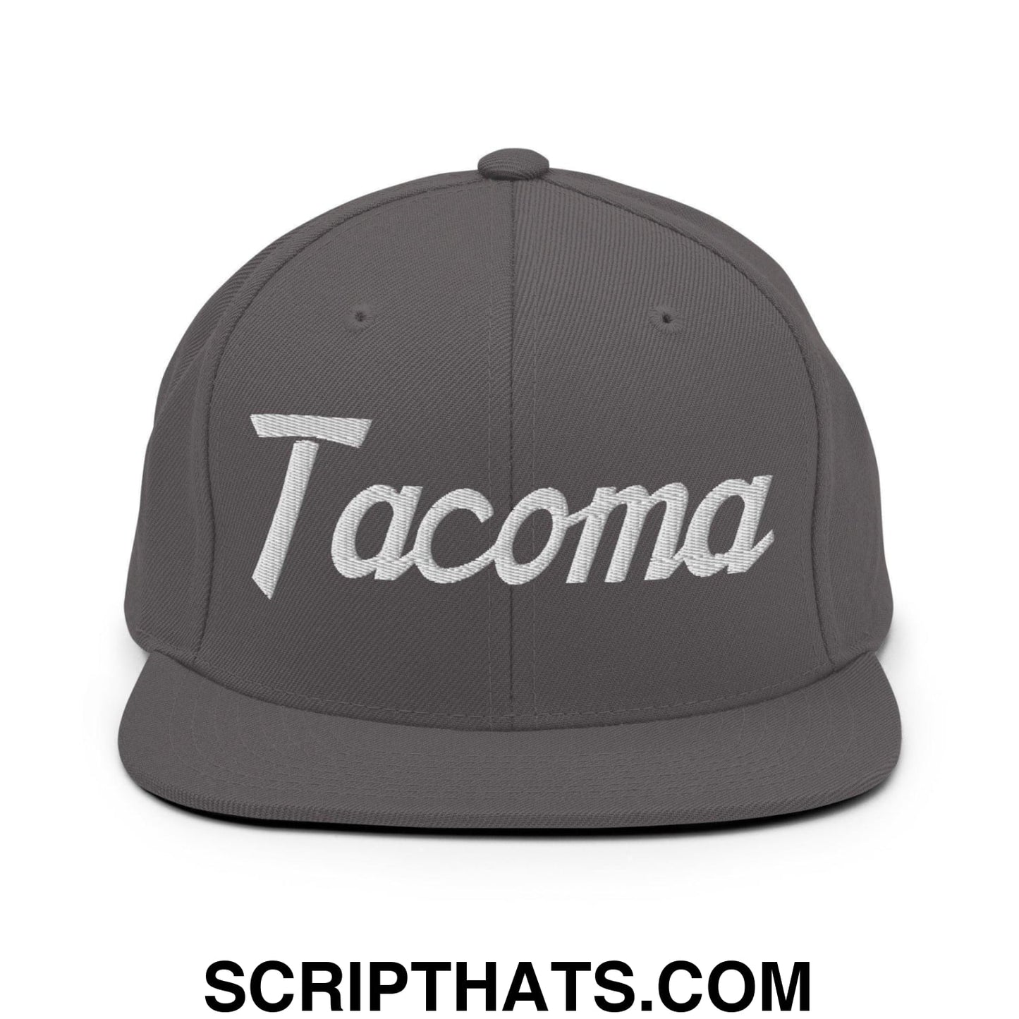 Tacoma Script Snapback Hat Dark Grey
