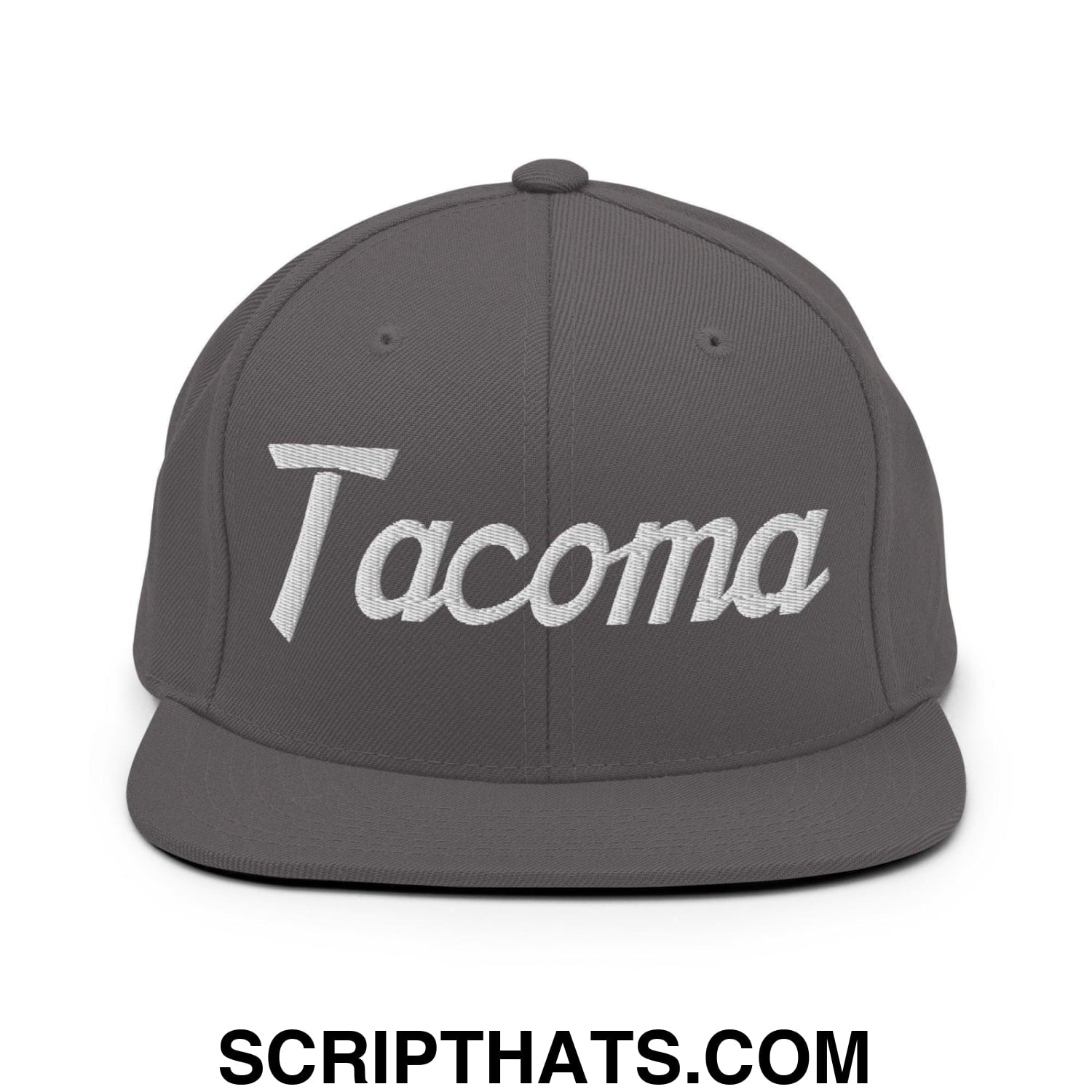 Tacoma Script Snapback Hat Dark Grey