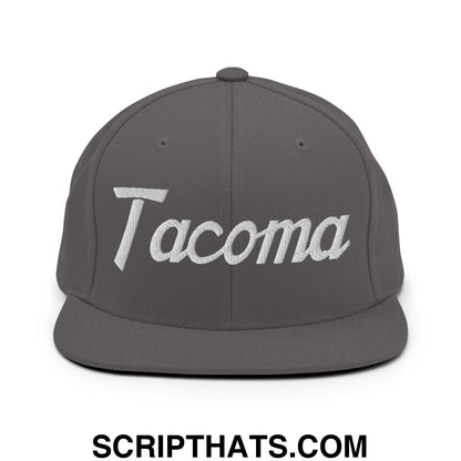 Tacoma Script Snapback Hat Dark Grey